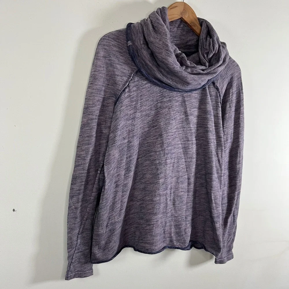 Free‎ People Beach Cocoon Cowl Neck Pullover Sweater Heathered Purple Cotton Sm